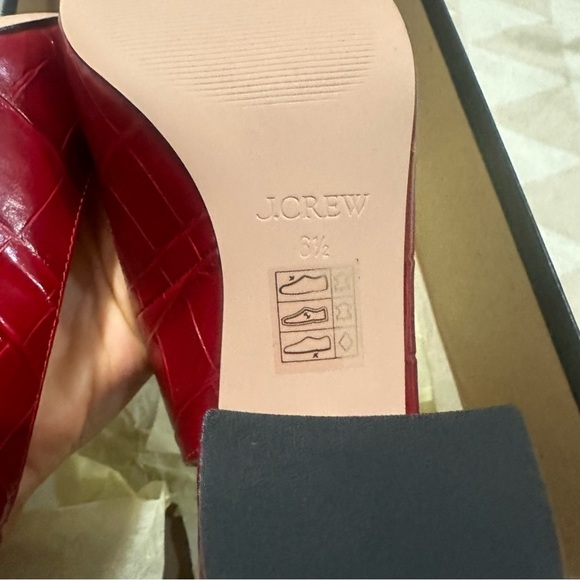 J crew rich scarlet Maisie ankle-strap heels in croc-embossed leather - Picture 5 of 6